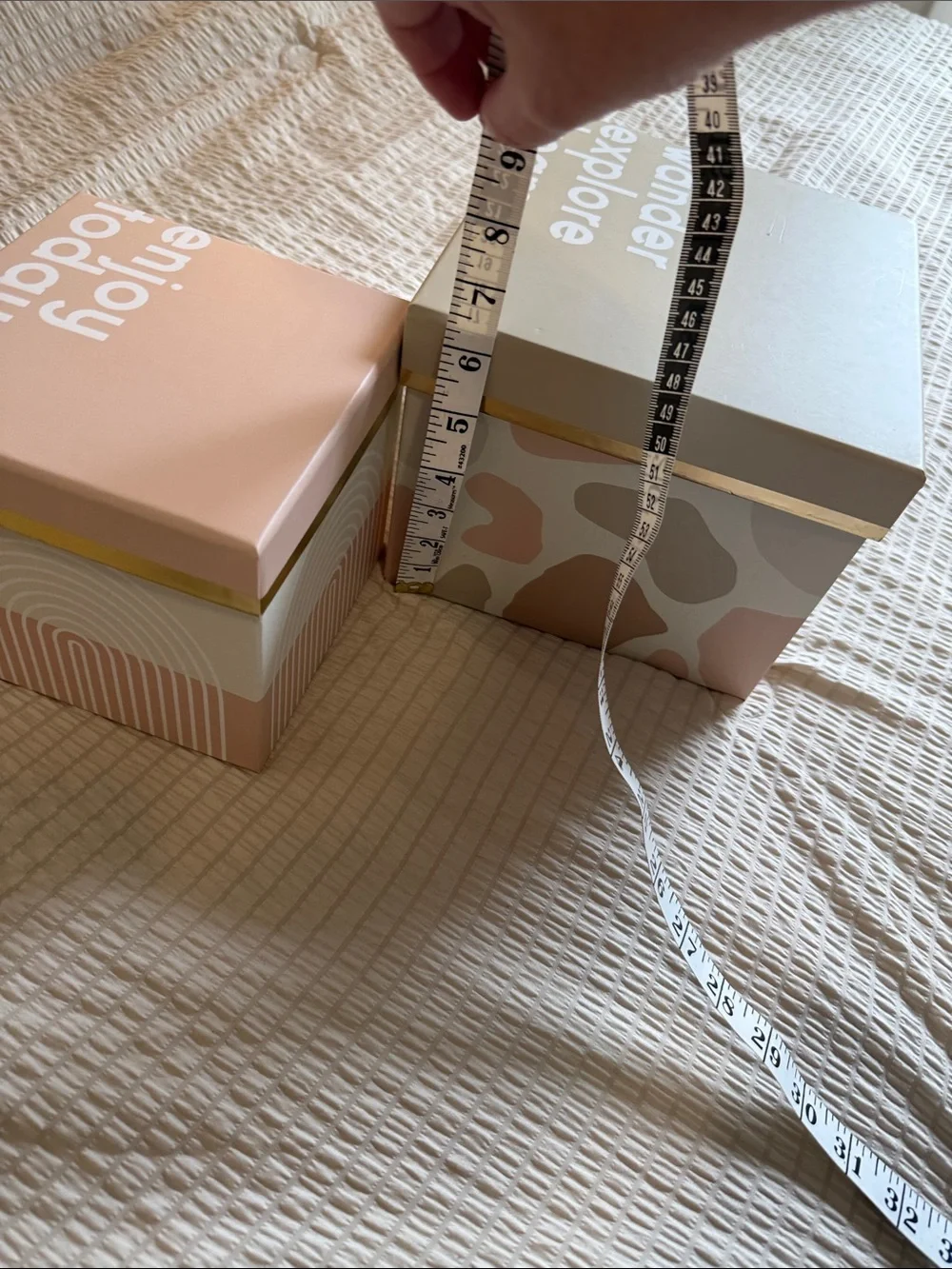 2 pc Decorative Storage Gift Boxes Set Neutral & Blush Tones